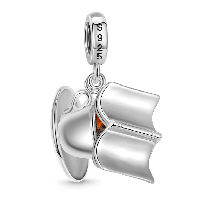 Gnoce Leisure Time Coffee Cup& Book Pendant Dangle Charm_2