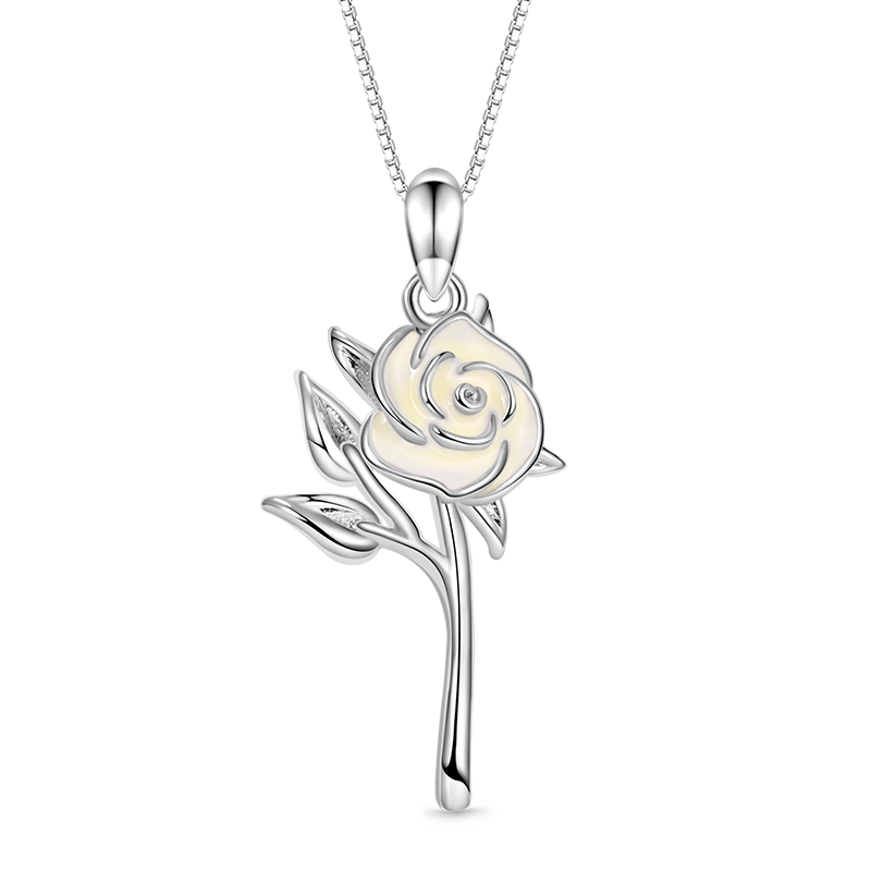 Gnoce White Rose Flower Necklace_1