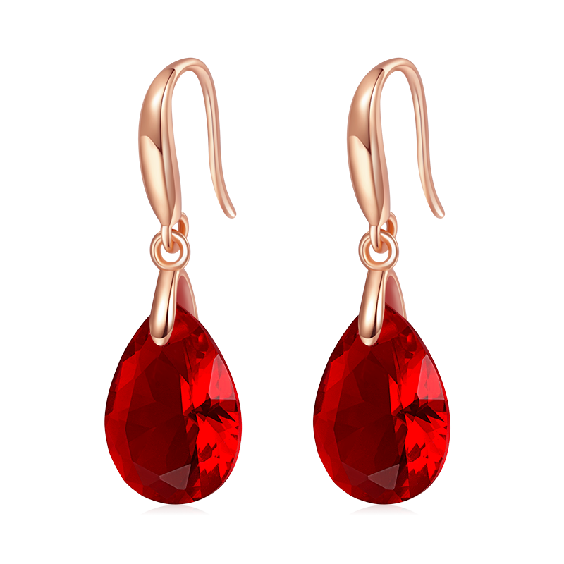 Gnoce Pear-shape Drop Birthstone Dangle Earrings 18K Rose Gold Plated_1