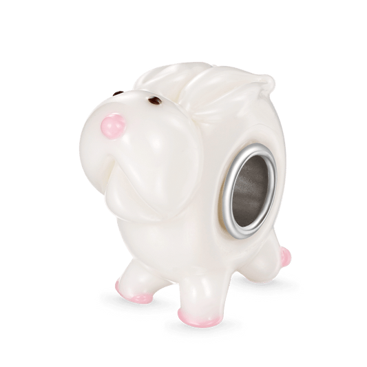 Gnoce White Rabbit Murano Glass Charm_1