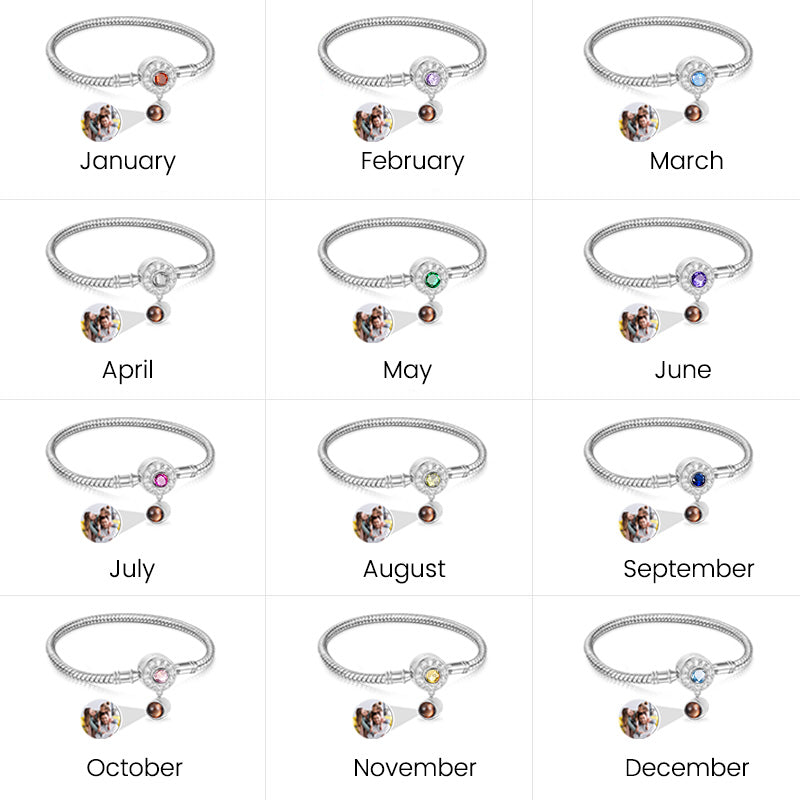 Gnoce Projection Birthstone Basic Snake Chain Bracelet_5