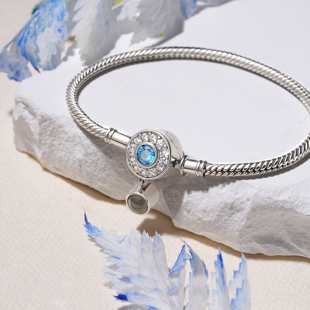 Gnoce Projection Birthstone Basic Snake Chain Bracelet_2