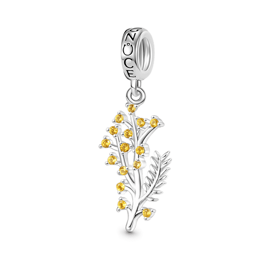 Gnoce Silver Wattle Flower Pendant Dangle Charm_1