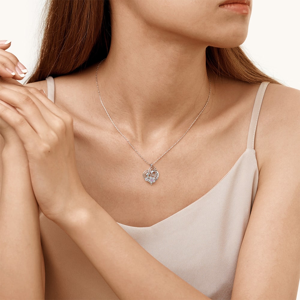 Gnoce "I Love You to the Moon & Back" Flower Heart Necklace_5