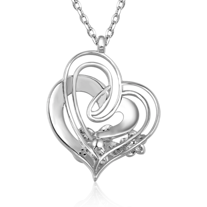 Gnoce "I Love You to the Moon & Back" Flower Heart Necklace_2