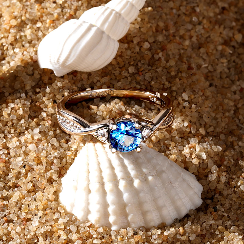 Gnoce Twisted Blue Round Cut Promise Ring_3