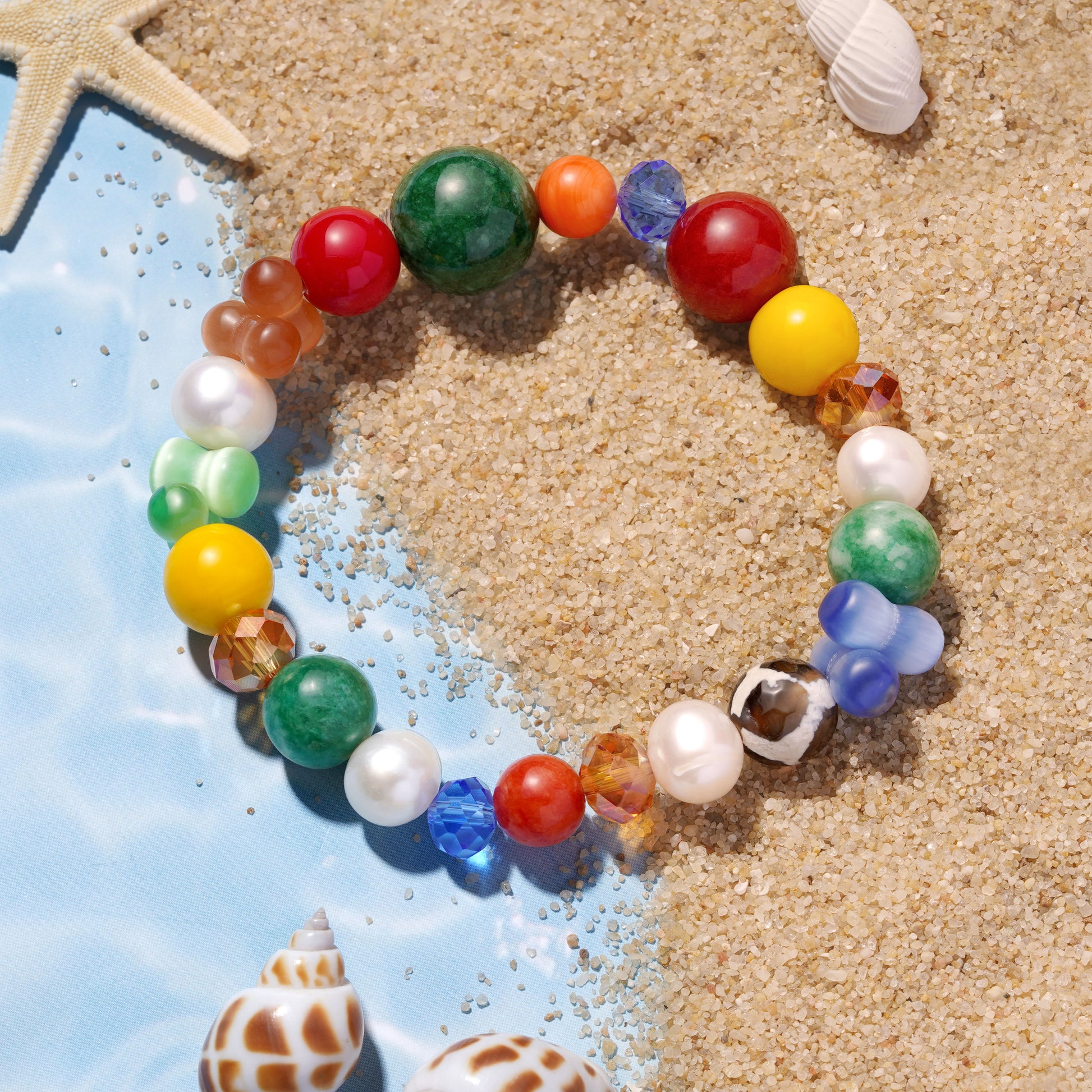 Gnoce Multi Color Beaded Stretch Bracelet_2