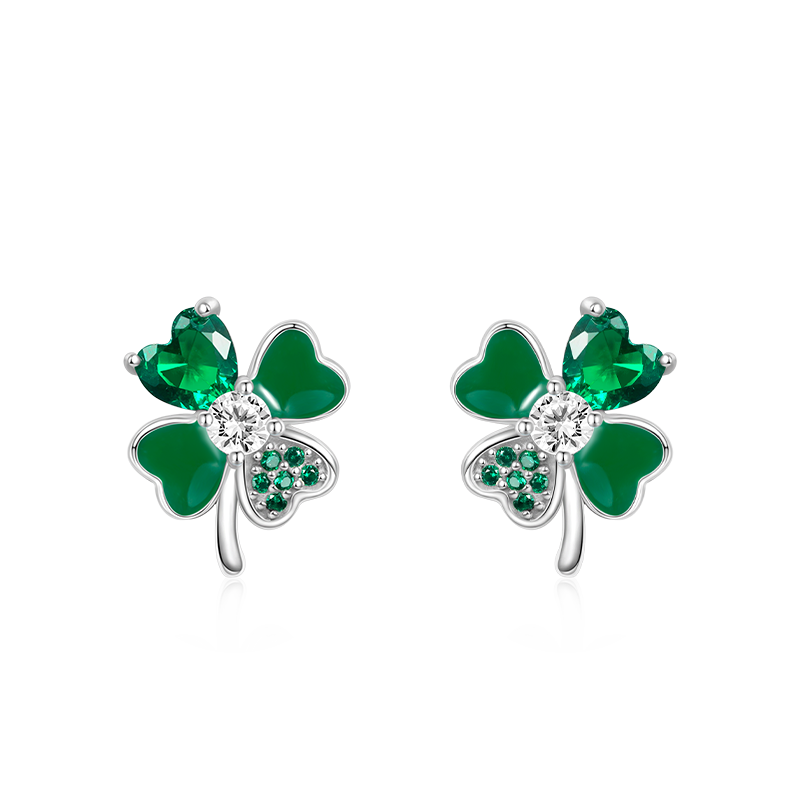 Gnoce Lucky Four Leaf Clover Stud Earrings_1