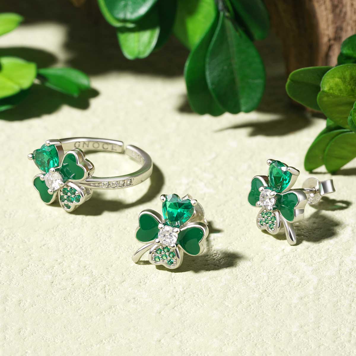 Gnoce Lucky Four Leaf Clover Adjustable Ring_3