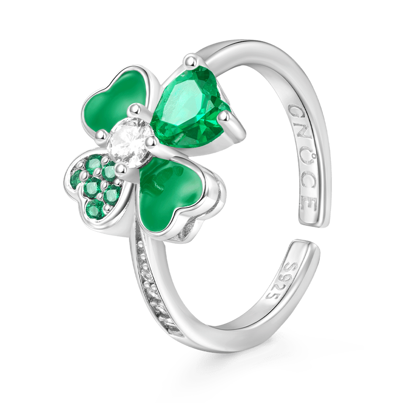Gnoce Lucky Four Leaf Clover Adjustable Ring_2