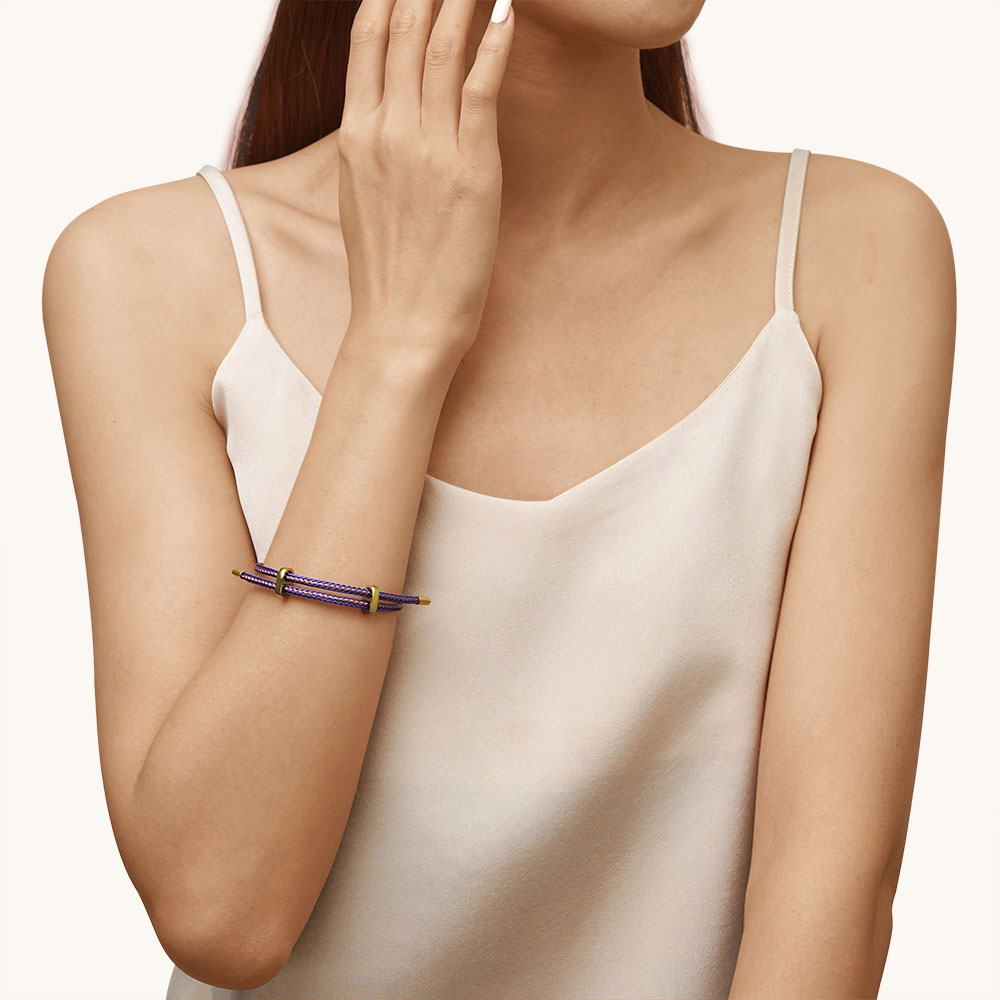 Gnoce Adjustable Pink Purple Basic Bracelet with 2 Pieces of Stoppers_4