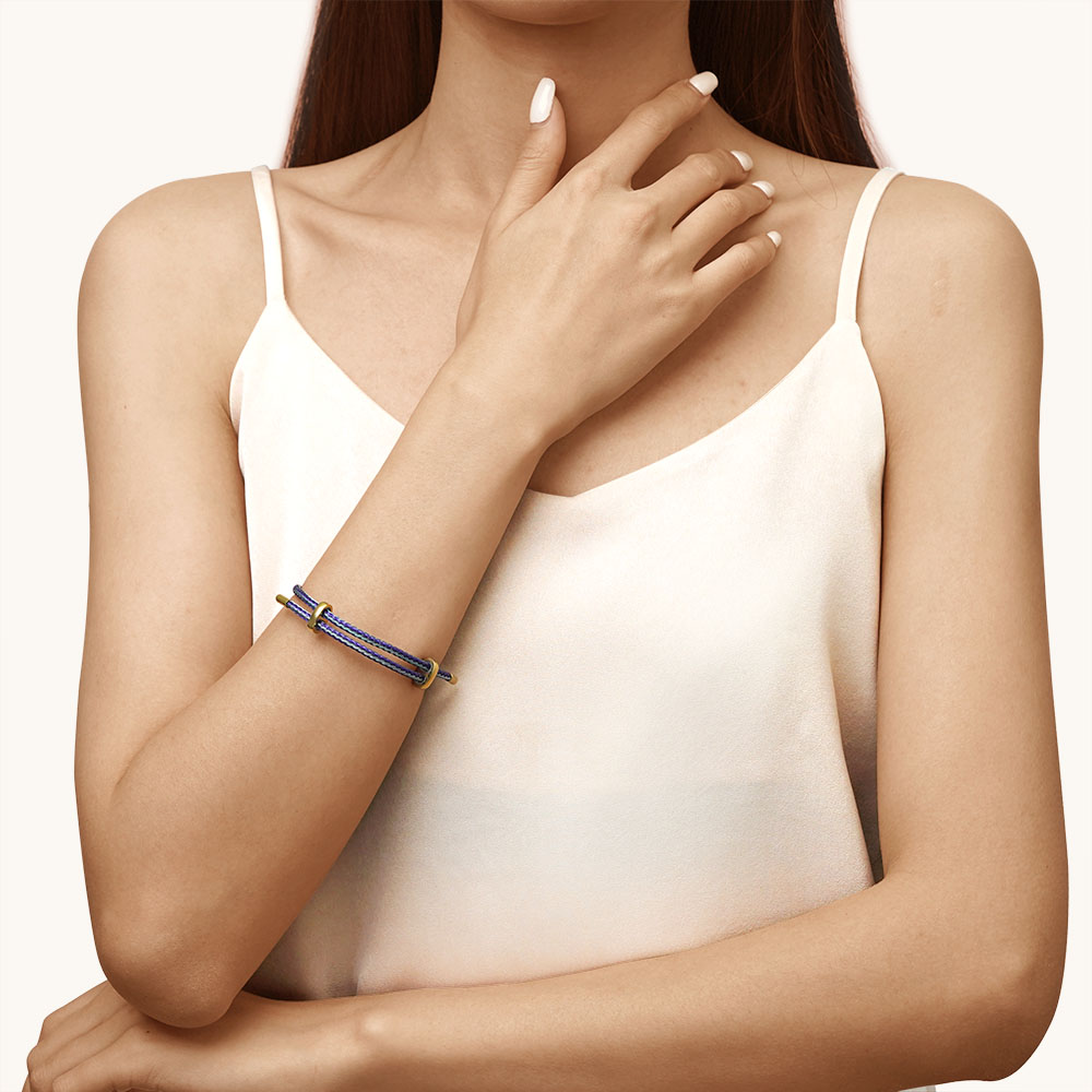 Gnoce Adjustable Blue Purple Basic Bracelet with 2 Pieces of Stoppers_4