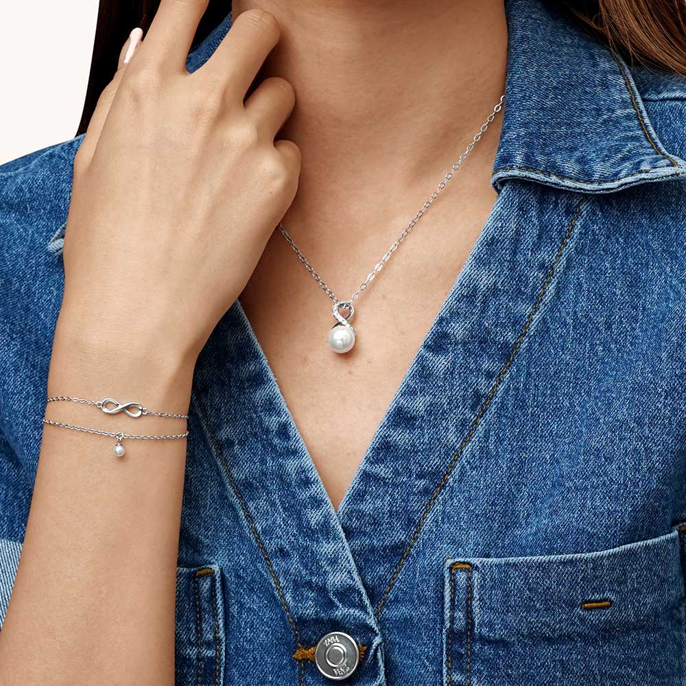 Gnoce Sparkling Infinity Love Pearl Necklace_5
