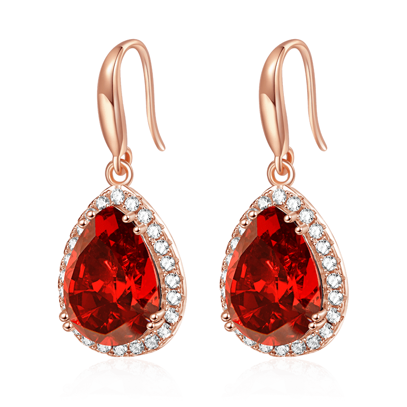 Gnoce Pear-shape Drop Birthstone Dangle Earrings 18K Rose Gold Plated_1