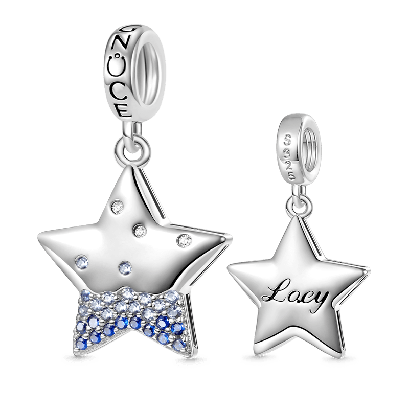 Gnoce Sparkling Star Engravable Pendant Dangle Charm_1