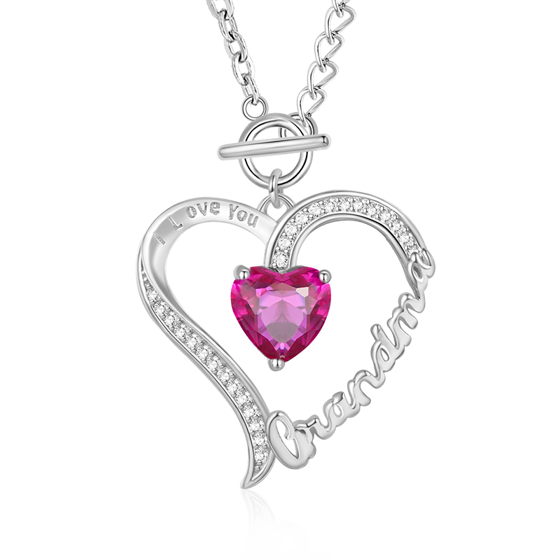 Gnoce "Grandma" Birthstone Heart Necklace_1