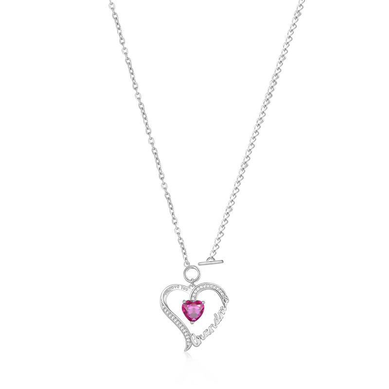 Gnoce "Grandma" Birthstone Heart Necklace_2