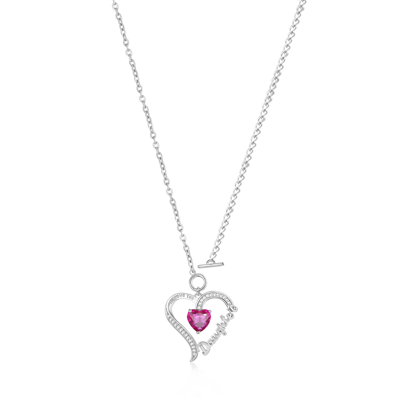 Gnoce "Daughter" Birthstone Heart Necklace_2