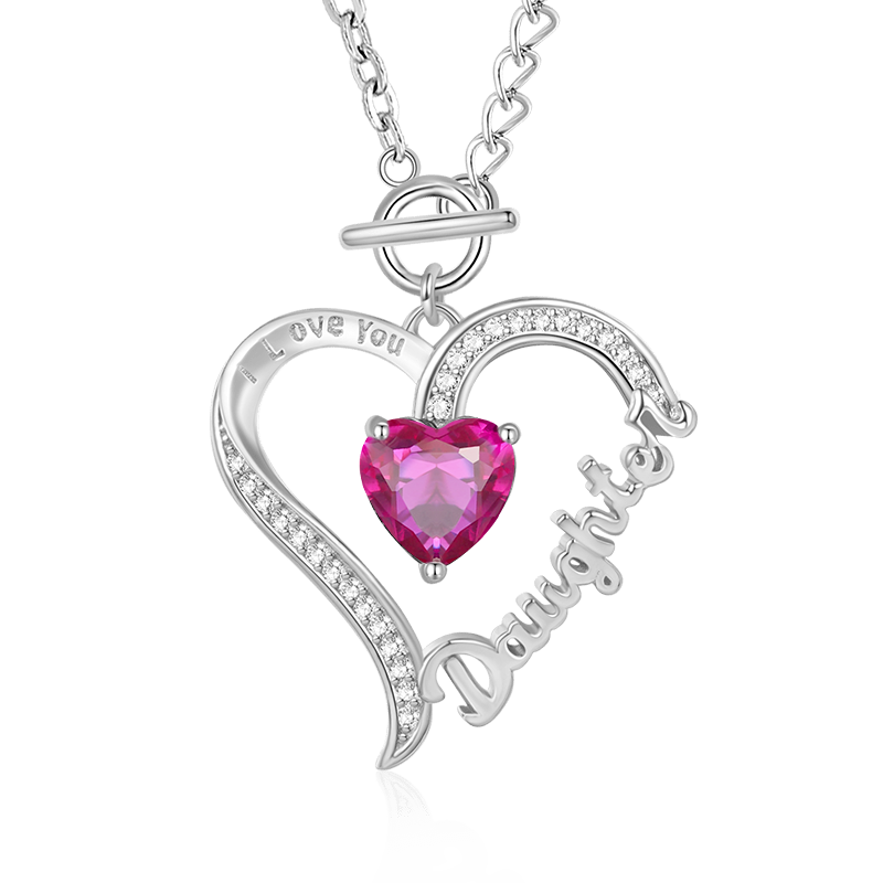 Gnoce "Daughter" Birthstone Heart Necklace_1