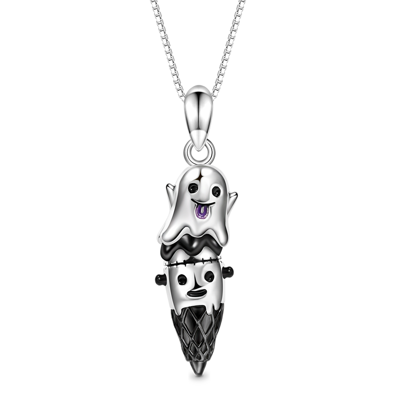 Gnoce Halloween Ghost Ice Cream Cone Necklace_1