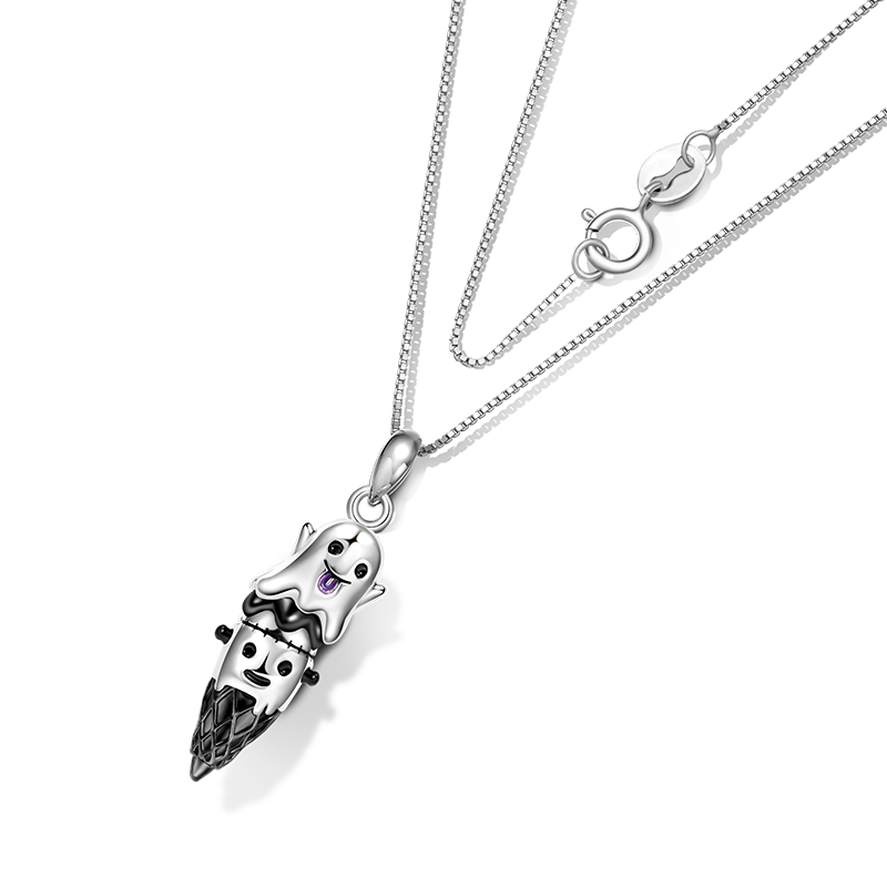 Gnoce Halloween Ghost Ice Cream Cone Necklace_2