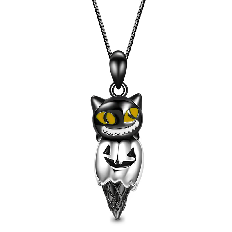 Gnoce Black Cat & Pumpkin Monster Cone Necklace_1