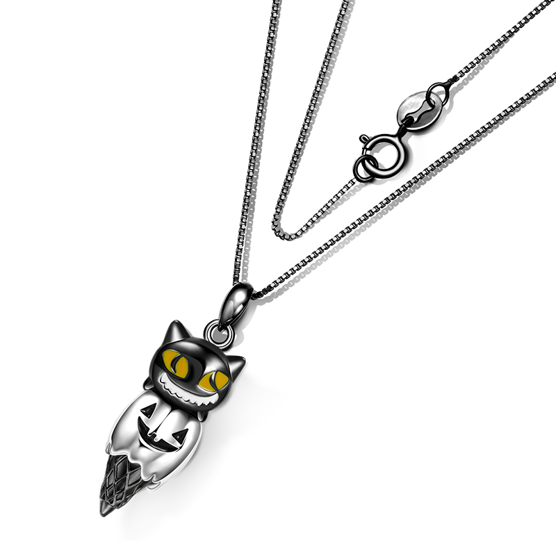Gnoce Black Cat & Pumpkin Monster Cone Necklace_2