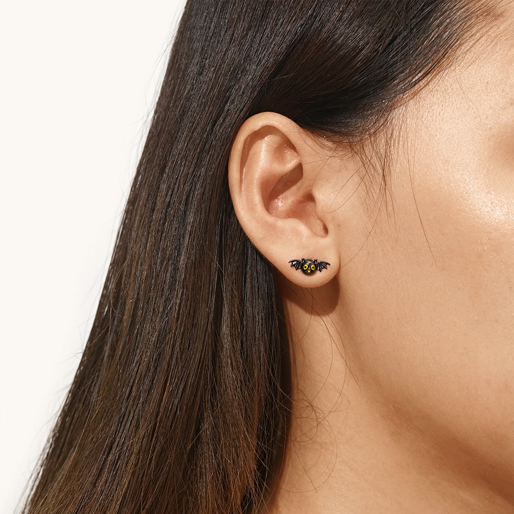 Gnoce Halloween Bat Stud Earrings_4