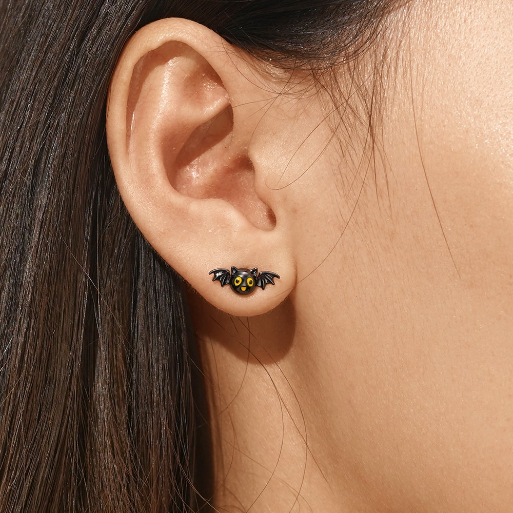 Gnoce Halloween Bat Stud Earrings_5