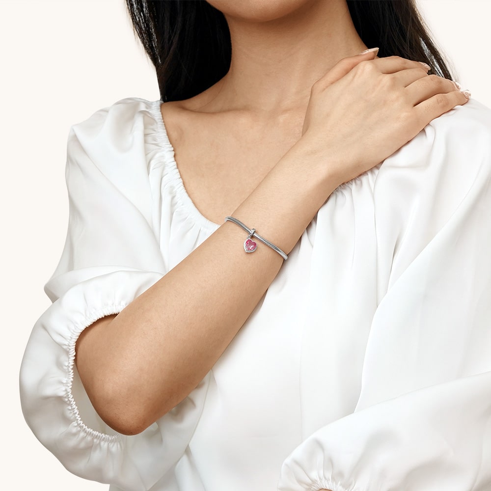 Gnoce Gradient Pink Heart-shaped Pendant Dangle Charm_6