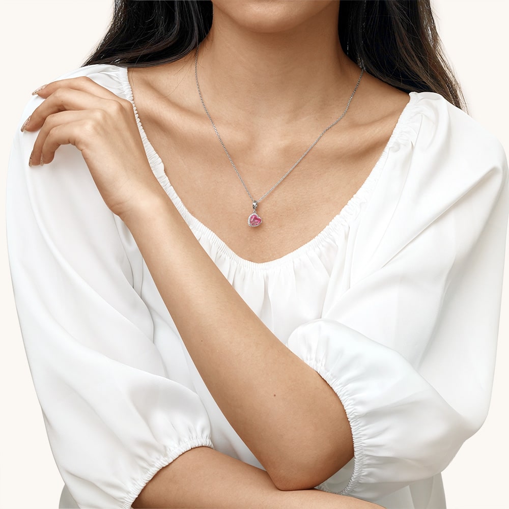 Gnoce Gradient Pink Heart-shaped Pendant Dangle Charm_4