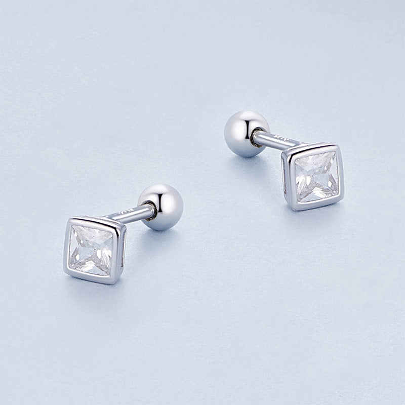 Gnoce Mini Princess Square Zircon Earrings_2