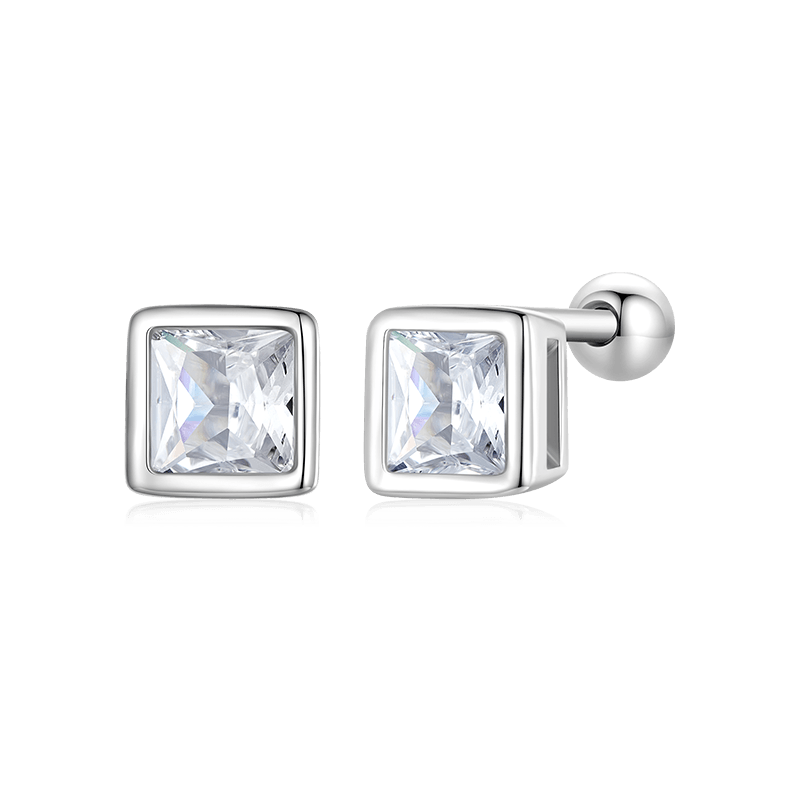 Gnoce Mini Princess Square Zircon Earrings_1