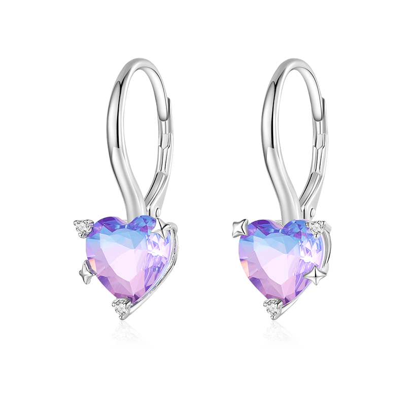 Gnoce Colorful Glass Heart-Shaped Gemstone Earrings_1