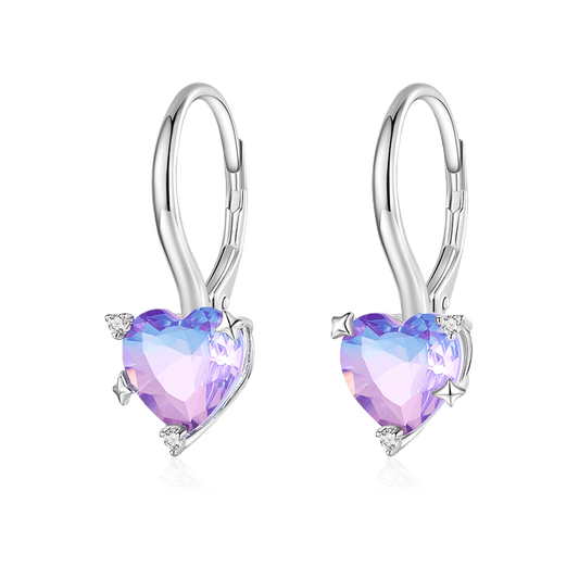 Gnoce Colorful Glass Heart-Shaped Gemstone Earrings_1