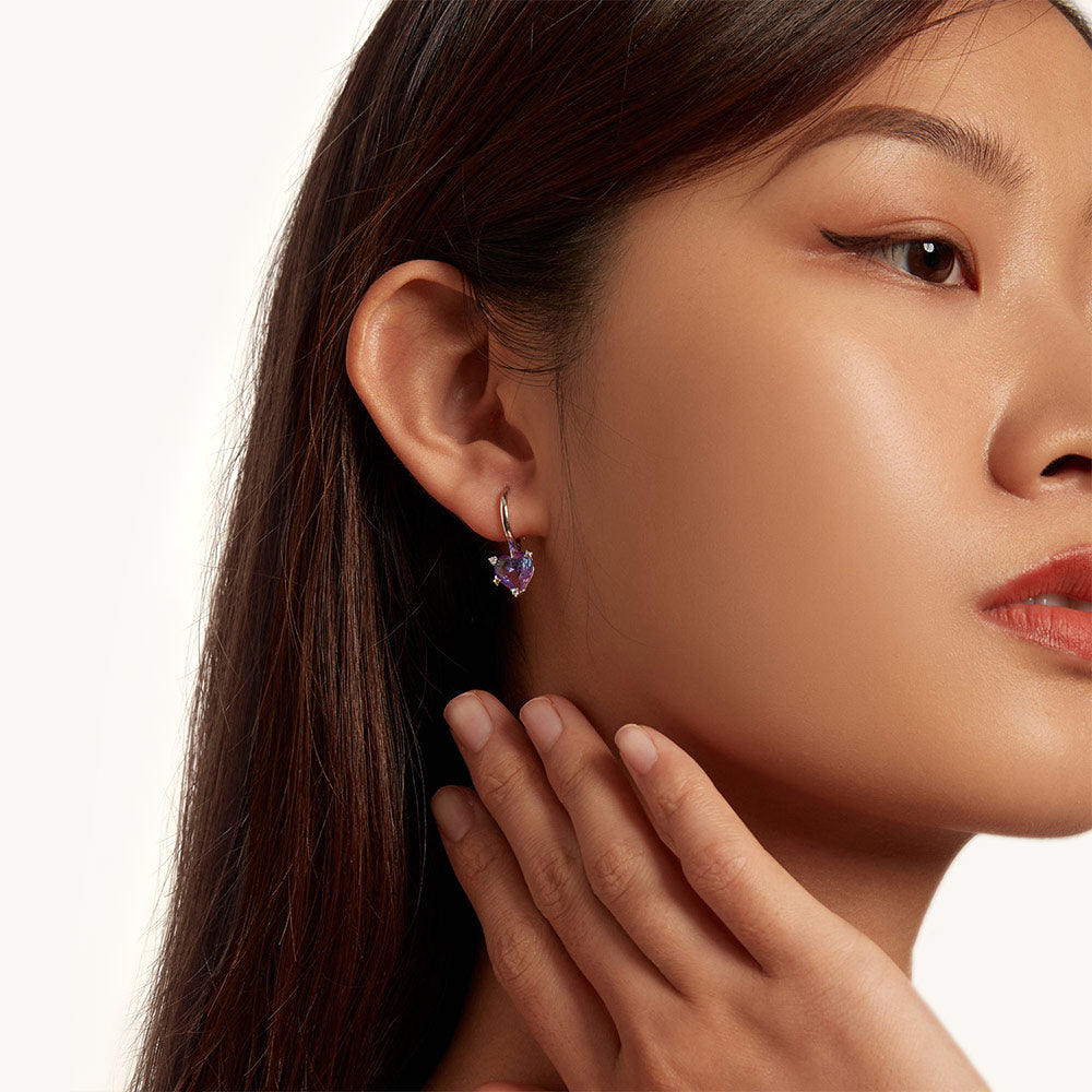 Gnoce Colorful Glass Heart-Shaped Gemstone Earrings_4