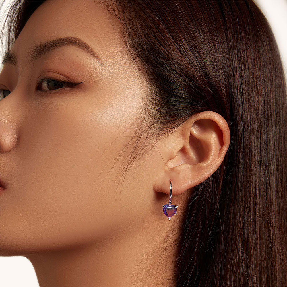 Gnoce Colorful Glass Heart-Shaped Gemstone Earrings_3