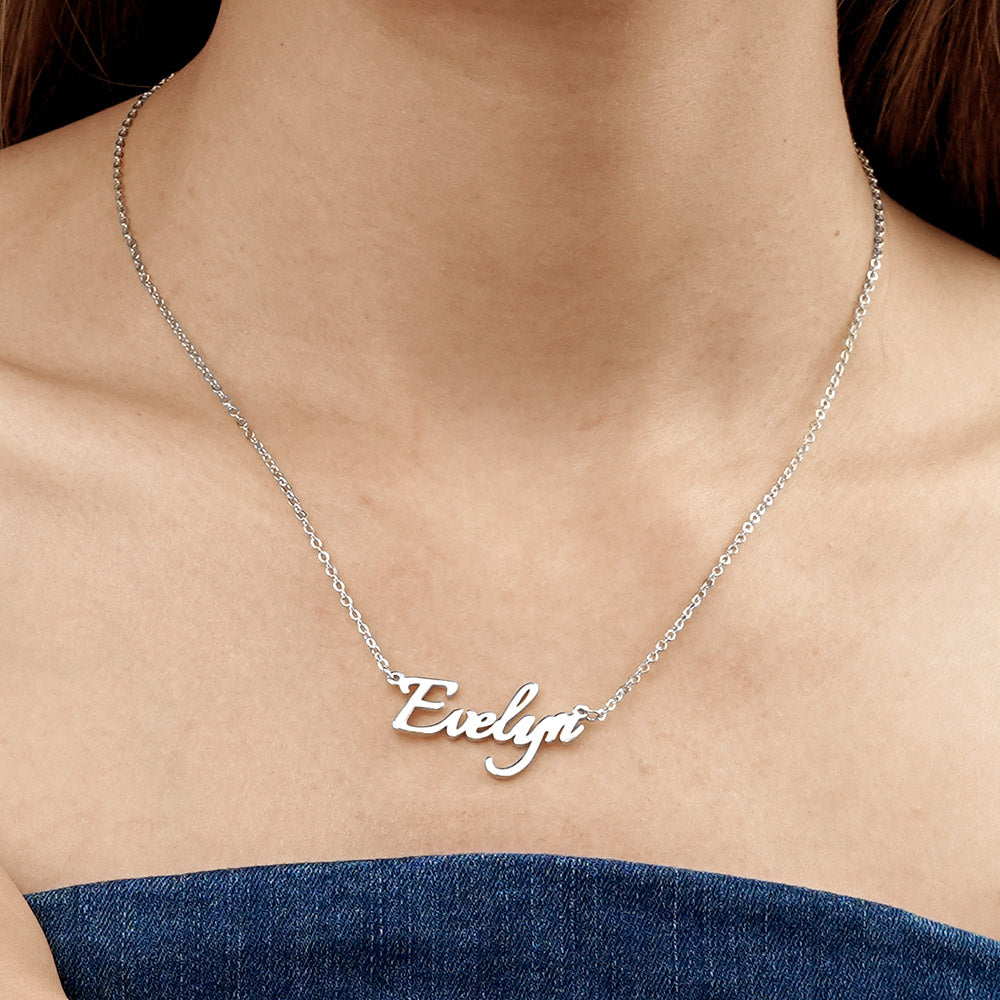 Gnoce "Always Be with You" Personalized Sivler Name Necklace_3