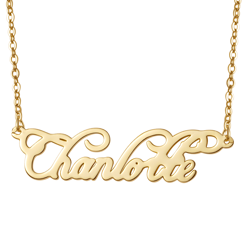 Gnoce "Gifts for the One Beloved " Personalized Custom Gold Color Elegant Name Necklace - Custom Made Any Name_1