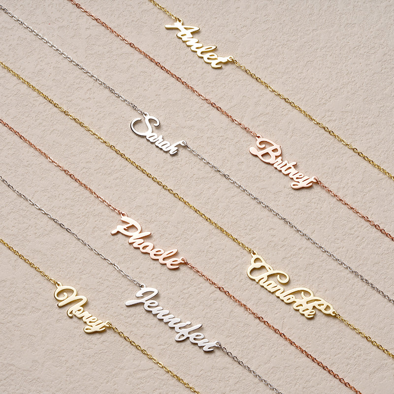 Gnoce "Can Not Stop Loving You" Classic Personalized Rose Gold Name Necklace-Unquie Customized Gift for Her_2