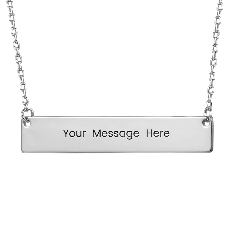 Gnoce "Speak Out Your Love" Made of 925 Sterling Silver Can Easily Engrave with Your Name, or A Word That Inspires You ,Silver Engravable Bar Necklace_1