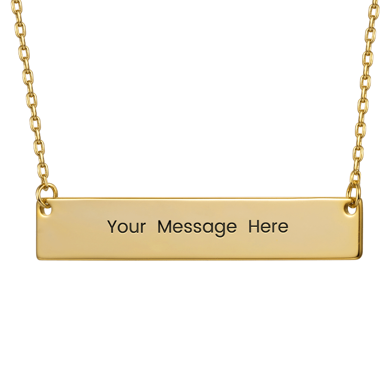 Gnoce "Speak Out Your Love" Made of 925 Sterling Silver with High-quality Gold Plated Can Easily Engrave with Your Name, or A Word That Inspires You ,Gold Engravable Bar Necklace_1