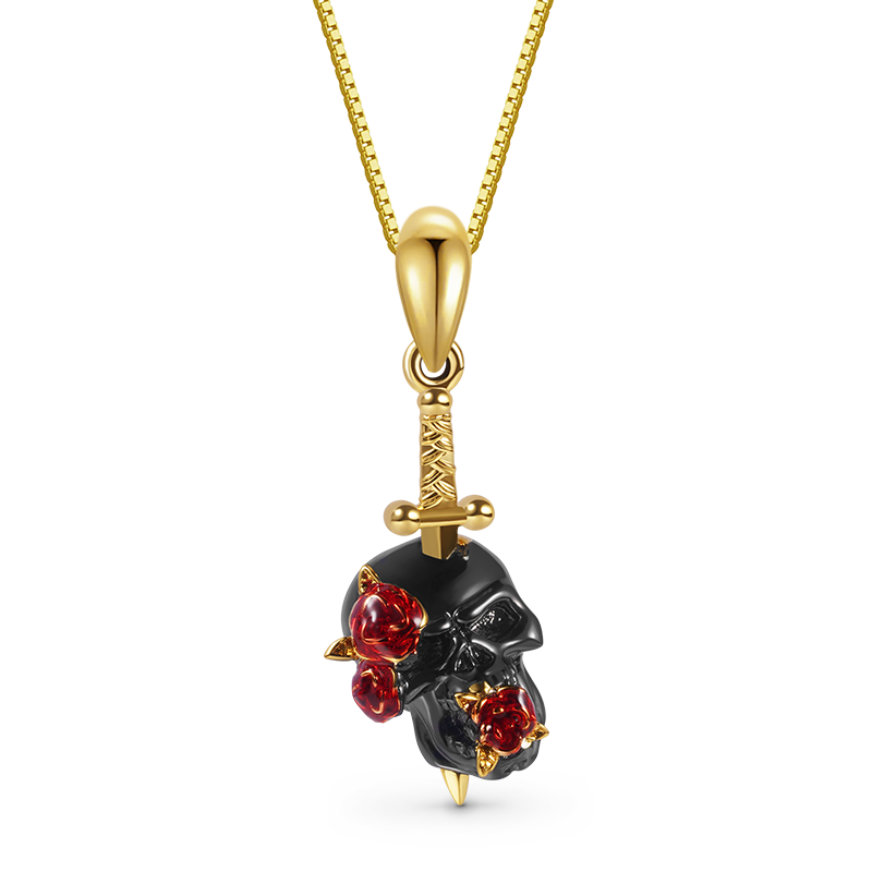 Gnoce Rose Skull Necklace_1