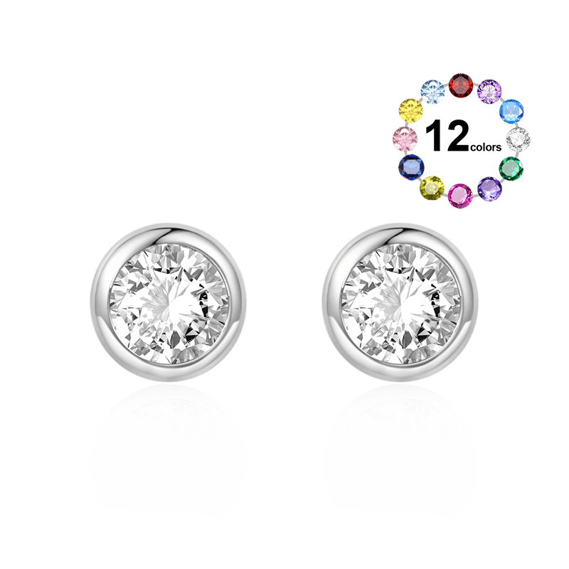 Gnoce Birthstone Round Stud Earrings_2