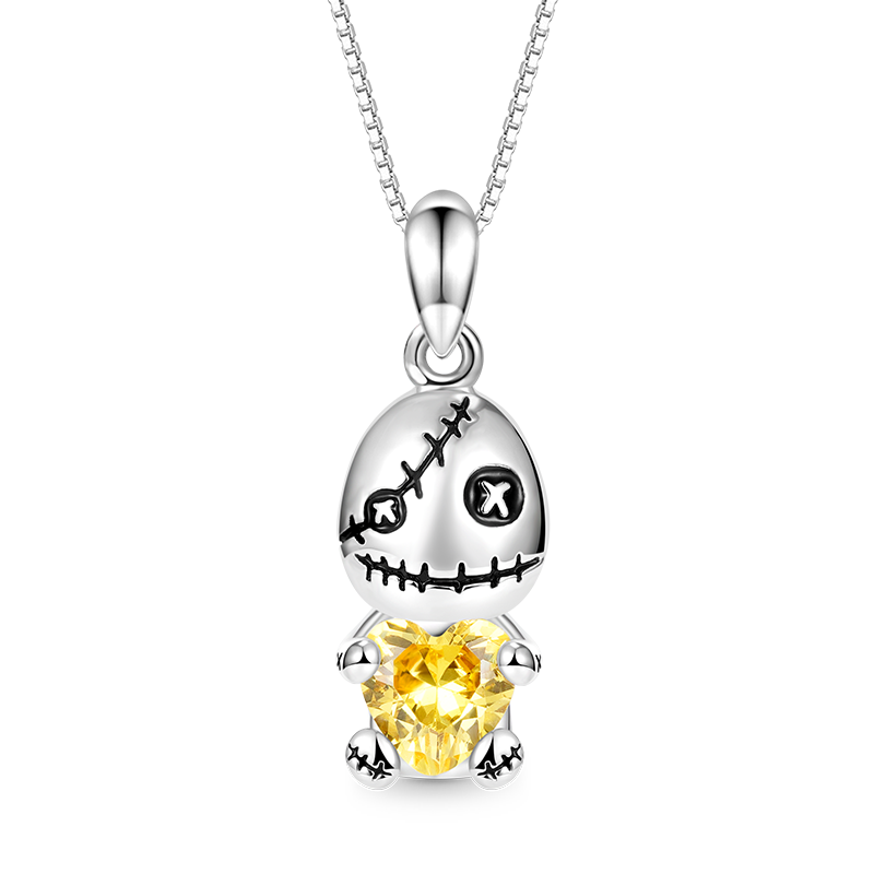 Gnoce Voodoo Doll Embraces Heart Gem Necklace_1