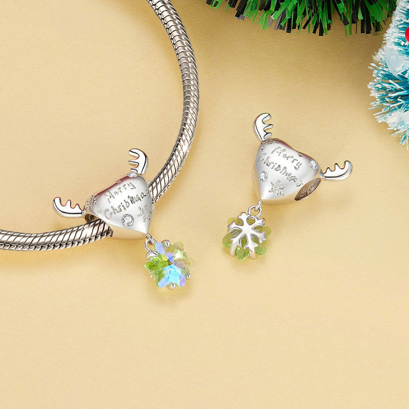 Gnoce "Merry Christmas" Heart-shaped Elk Antler Charm_2