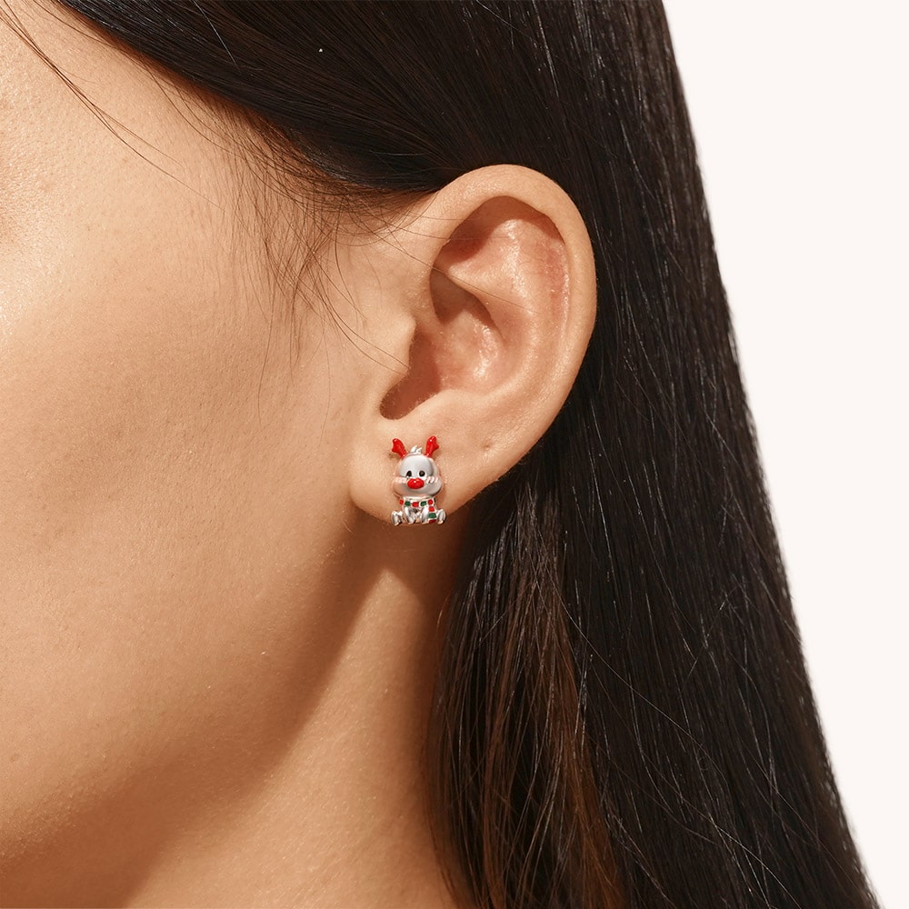 Gnoce Christmas Elk Shaped Stud Earrings_2