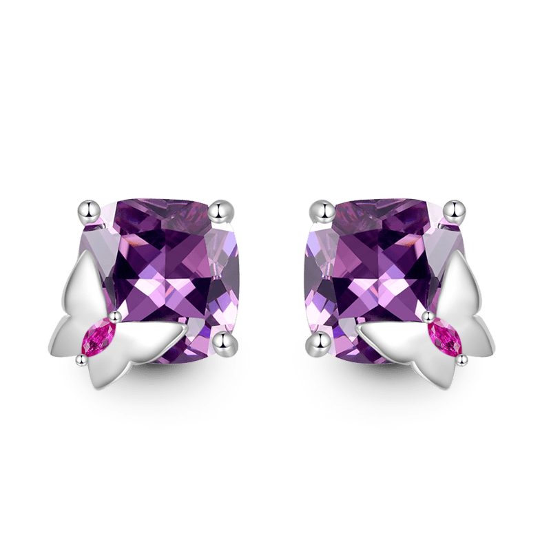 Gnoce Purple Butterfly Stud Earrings_1