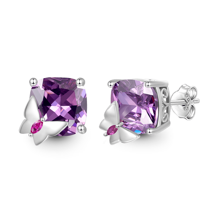 Gnoce Purple Butterfly Stud Earrings_2