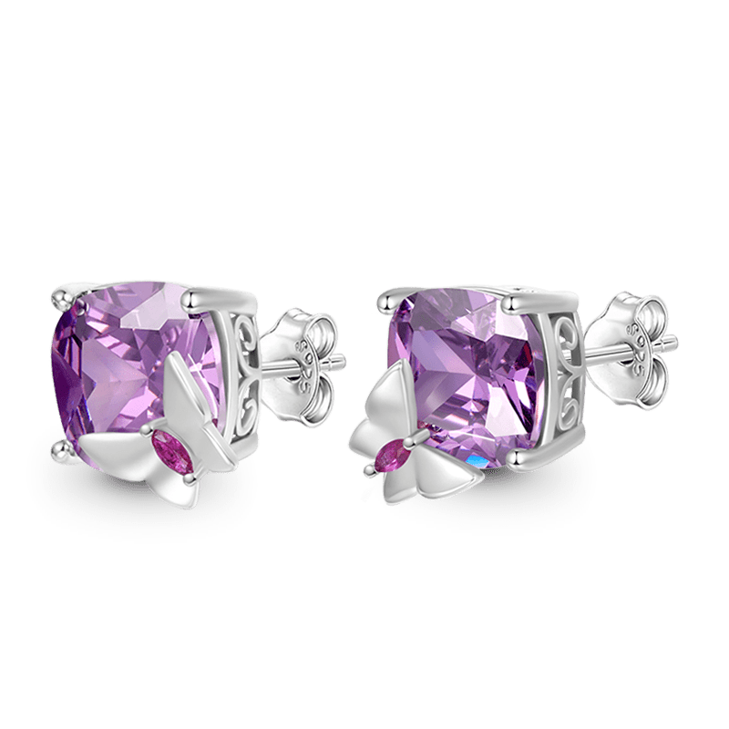 Gnoce Purple Butterfly Stud Earrings_3